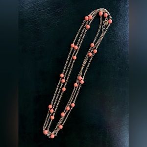 Vintage Celebrity NY coral necklace Double or triple chain signed